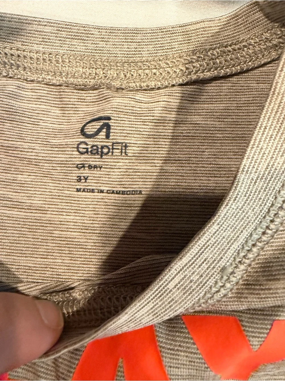 GAP Gray Short Sleeve Tee with Neon Orange PLAYGROUND Print